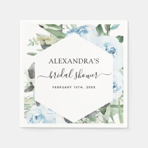 Bridal Shower Dusty Blue Eucalyptus Sage Green Napkins