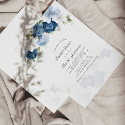 Bridal Shower Dusty Blue Floral Invitation Stationery