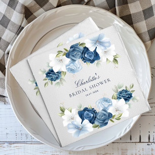 Bridal Shower Dusty Blue Floral Paper Napkins