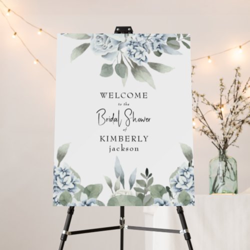 Bridal Shower Dusty Blue Floral Welcome Foam Board