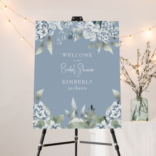 Bridal Shower Dusty Blue Floral Welcome Foam Board