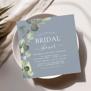 Bridal Shower Dusty Blue Greenery Eucalyptus Invitation