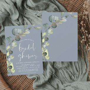 Bridal Shower Dusty Blue Greenery Eucalyptus Invitation