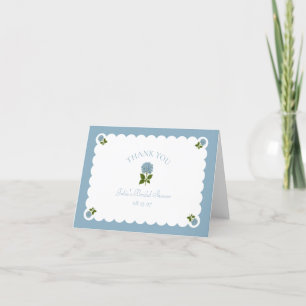 Bridal Shower Dusty Blue Hydrangea Chic Scalloped Letterpress Thank You Card