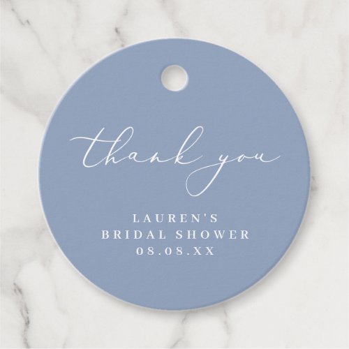 Bridal Shower Dusty Blue Thank You Favor Tags