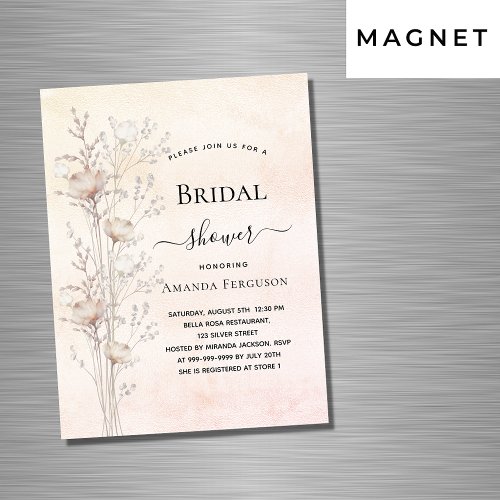 Bridal shower dusty cream wildflowers luxury magnetic invitation
