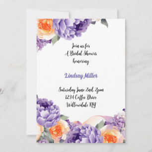 Bridal Shower Dusty Mauve Peach Peonies Invitation