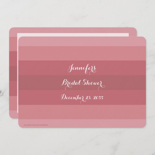 Bridal Shower Dusty Rose Name Stripe Minimalist Invitation