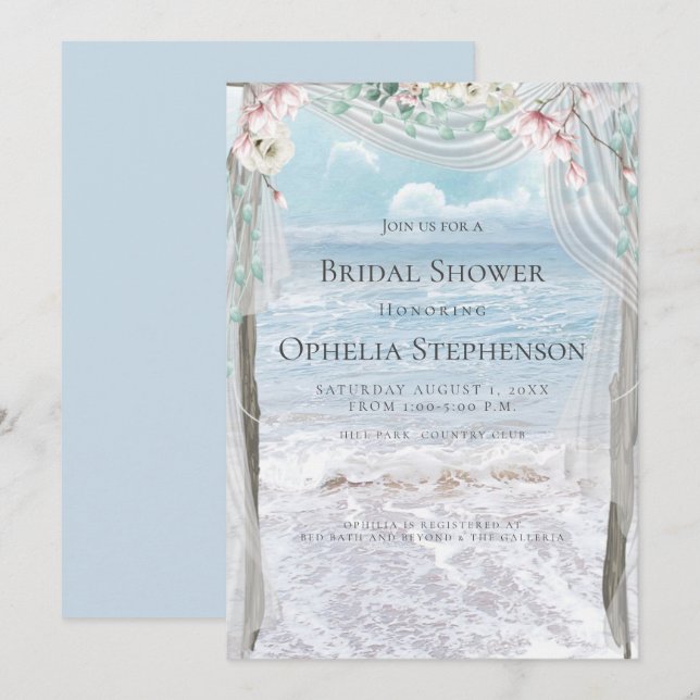 BRIDAL SHOWER | Elegant Beach Floral Arbor Invitation (Front/Back)