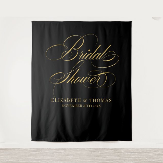Bridal shower elegant black and gold backdrop (Front)