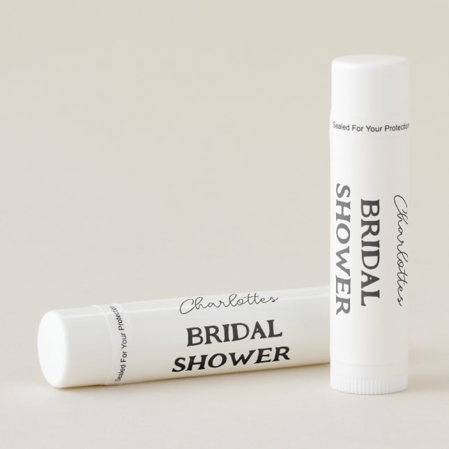 Bridal Shower Elegant Black Script Lip Balm (Front)