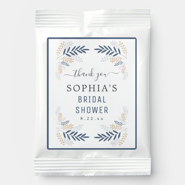 Bridal Shower Elegant Blue Foliage Rustic Wedding Lemonade Drink Mix (Front)