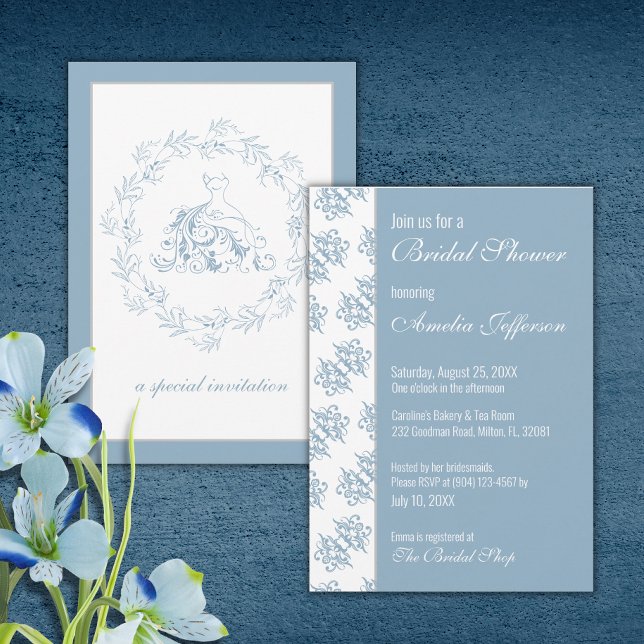 Bridal Shower - Elegant Blue Shower Invite (Creator Uploaded)