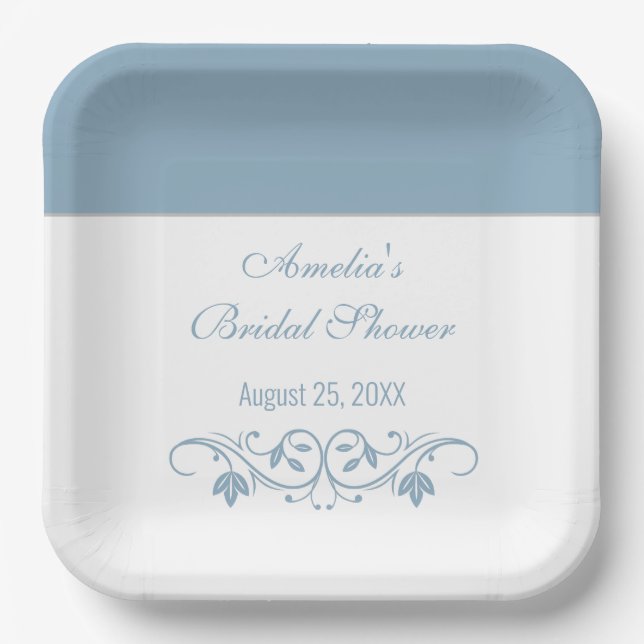 Bridal Shower - Elegant Blue Shower Paper Plates (Front)