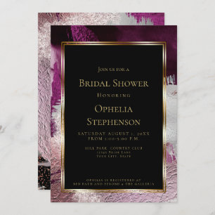 BRIDAL SHOWER Elegant Bold Berry Wine Strokes Invitation