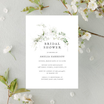 Bridal Shower Elegant Earthy Greenery Watercolor Invitation by NBpaperco at Zazzle