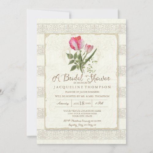 Bridal Shower Elegant Garden Floral Tulips Wedding Invitation