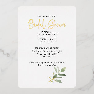 Bridal Shower Elegant Gold Foil Invitation