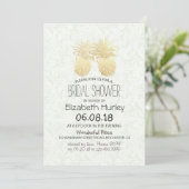 Bridal Shower Elegant Gold Foil Pineapple Couple Invitation (Standing Front)