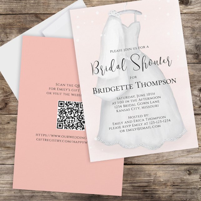 Bridal Shower Elegant Minimalist Blush Pink Dress Invitation (Creator Uploaded)