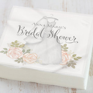 Bridal Shower Elegant Modern Simple Floral Dress Napkins