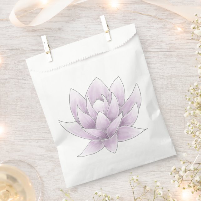 Bridal Shower Elegant Pink Lotus Favor Bag (Clipped)
