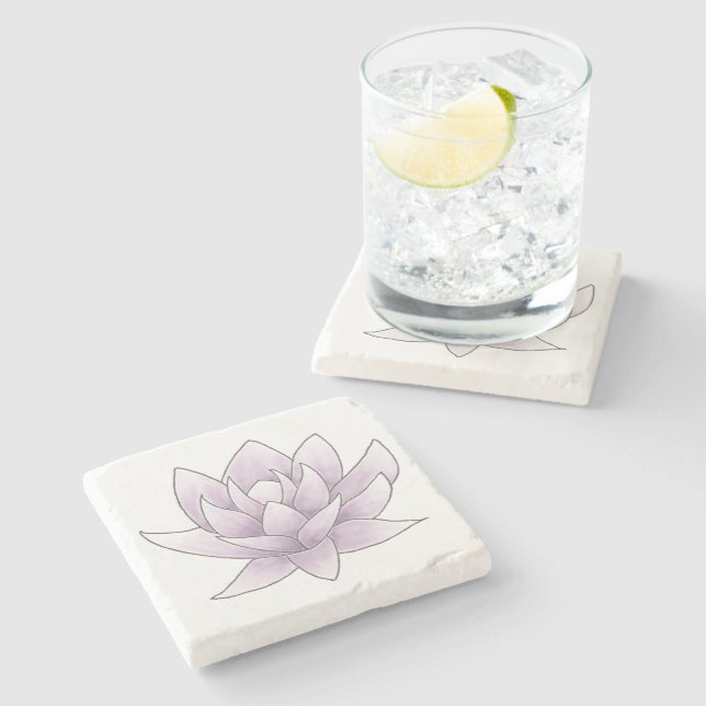 Bridal Shower Elegant Pink Lotus Favor Stone Coaster (Side)