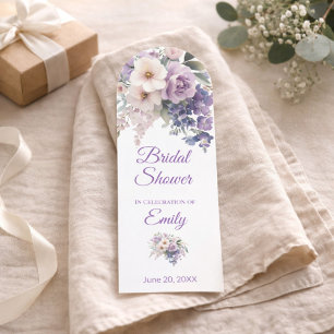 Bridal Shower Elegant Purple Floral Personalized Bookmarks