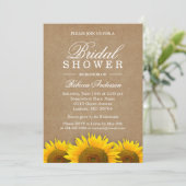 Bridal Shower Elegant Rustic Sunflower Linen Kraft Invitation (Standing Front)