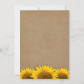 Bridal Shower Elegant Rustic Sunflower Linen Kraft Invitation (Back)