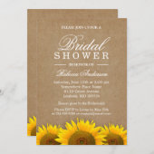 Bridal Shower Elegant Rustic Sunflower Linen Kraft Invitation (Front/Back)
