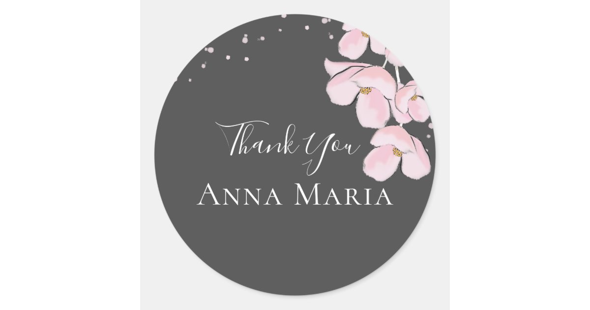 Bridal Shower Elegant Rustic Thank You Favor Classic Round Sticker | Zazzle