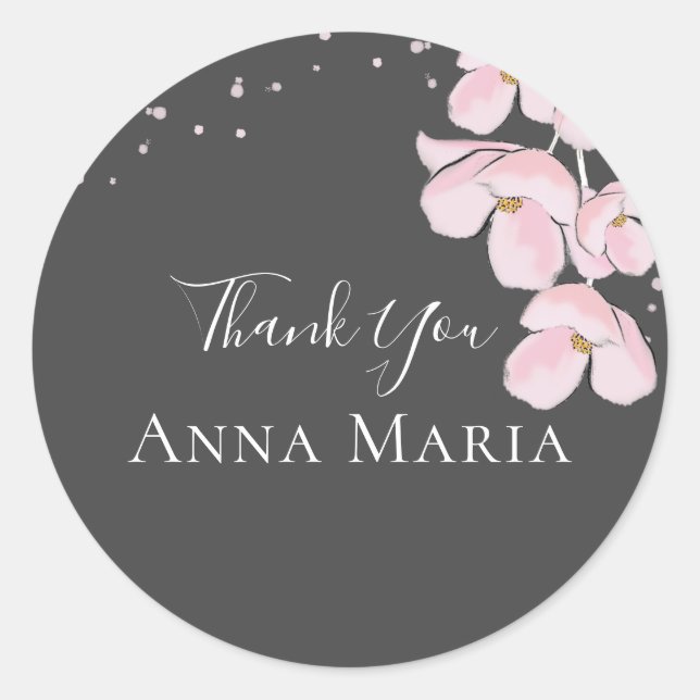 Bridal Shower Elegant Rustic Thank You Favor Classic Round Sticker (Front)