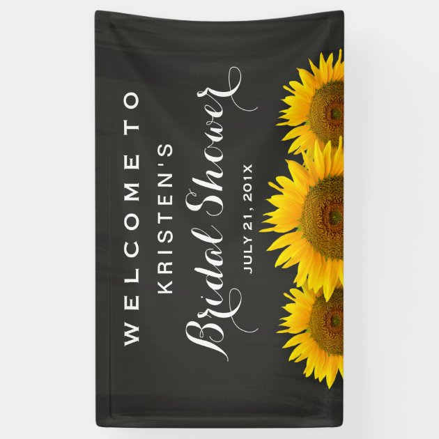 Bridal Shower Elegant Sunflower Chalkboard Welcome Banner