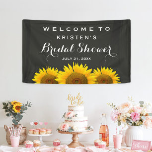 Bridal Shower Elegant Sunflower Chalkboard Welcome Banner
