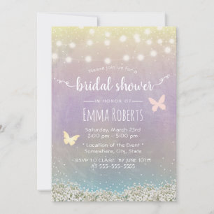 Bridal Shower Elegant Watercolor Butterfly Floral Invitation