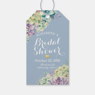 Bridal Shower Elegant Watercolor Succulent Plants Gift Tags