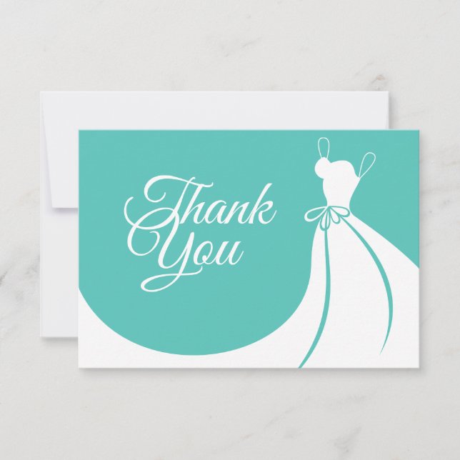 Bridal Shower Elegant Wedding Gown Thank You Card (Front)