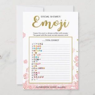 Bridal Shower Emoji Dictionary Game Gold Pink