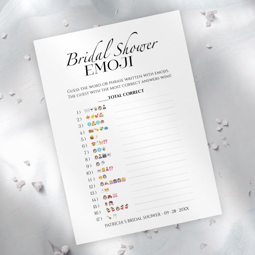 Bridal Shower Emoji Minimalist Pictionary Card