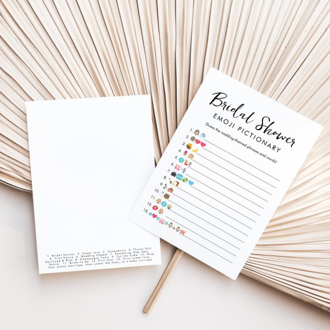 Bridal Shower Emoji Pictionary Game Card (Creator Uploaded)