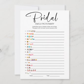 Bridal Shower Emoji Pictionary Game Invitation | Zazzle