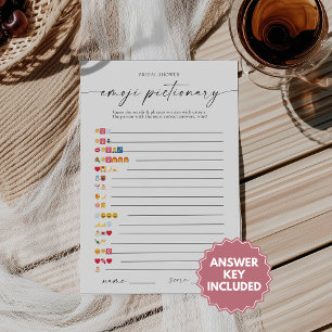 Bridal Shower Emoji Pictionary Game With Answers Invitation