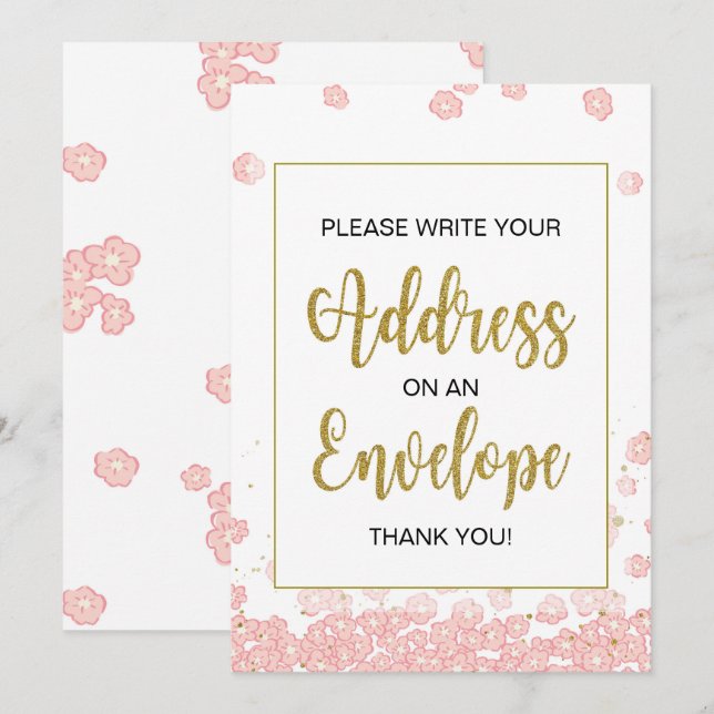 Bridal Shower Envelope Sign | Pink and Gold Invitation (Front/Back)