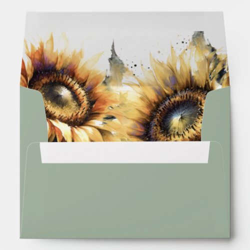 Bridal Shower Envelopes Sage Green  Sunflowers