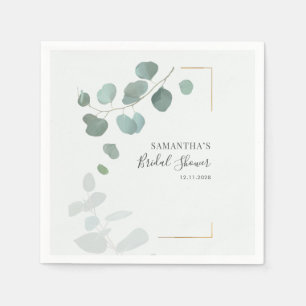 Bridal Shower Eucalyptus Botanical Geometric Paper Napkins