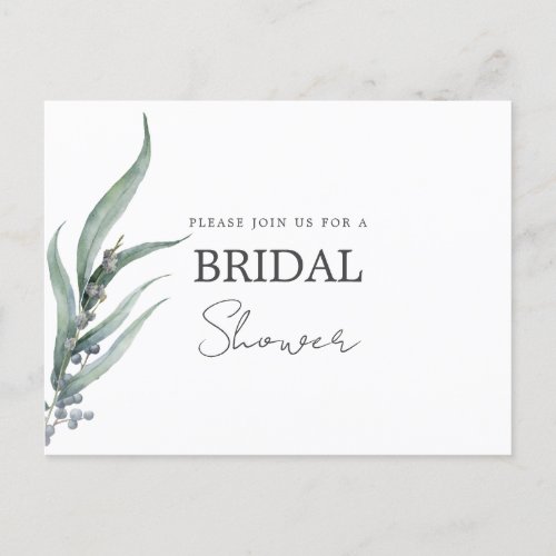 Bridal Shower Eucalyptus Botanical Greenery Invitation Postcard