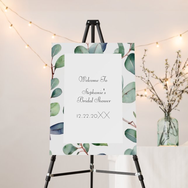 Bridal Shower Eucalyptus Elegant Greenery Wedding Foam Board (In Situ (Stand))