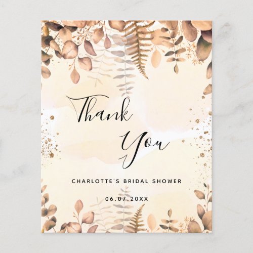 Bridal shower eucalyptus glitter budget thank you