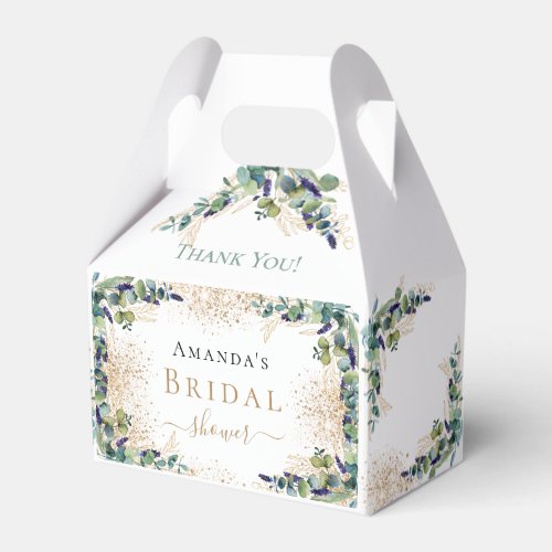 Bridal shower eucalyptus glitter thank you  favor boxes